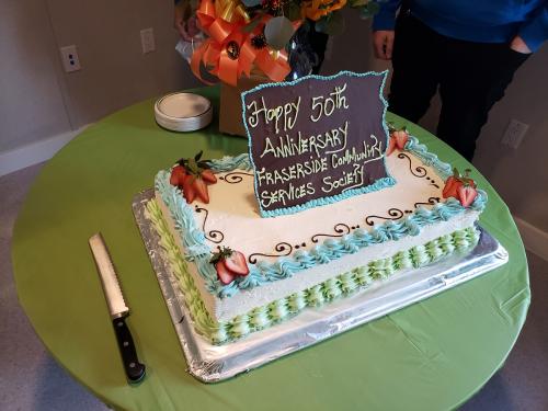 A special cake was prepared for the 50th anniversary celebration.